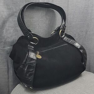 Donald J Pliner "Tahoe" Black Suede Leather Hobo Satchel Shoulder Bag